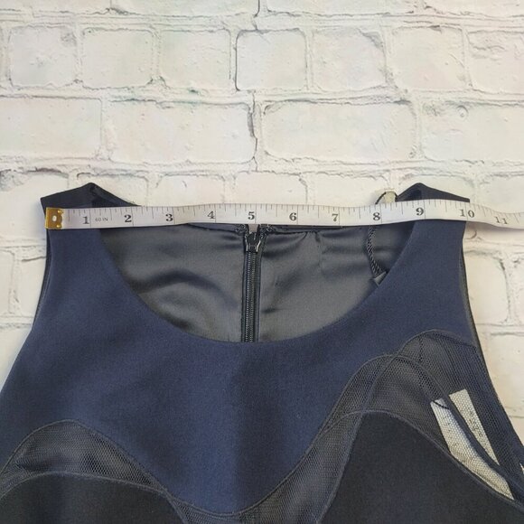 NWT E. Tahari black with navy detail sleeveless midi sheath dress size 8 - Picture 10 of 15